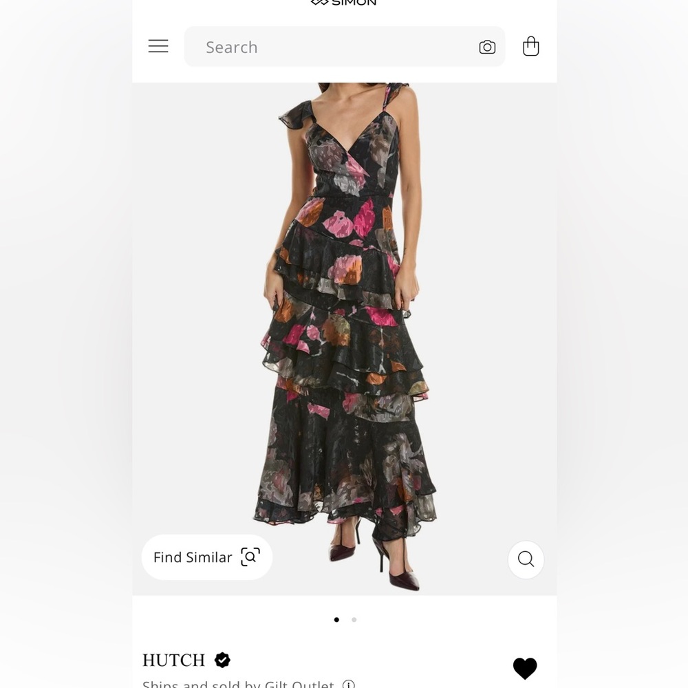 Hutch, cascading maxi prom, Valentine or Wedding guest dress